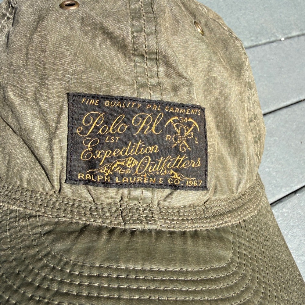 Vintage Polo Ralph Lauren Expedition Outfitters Waxed Hat Men OS Olive Green Cap - Picture 3 of 9